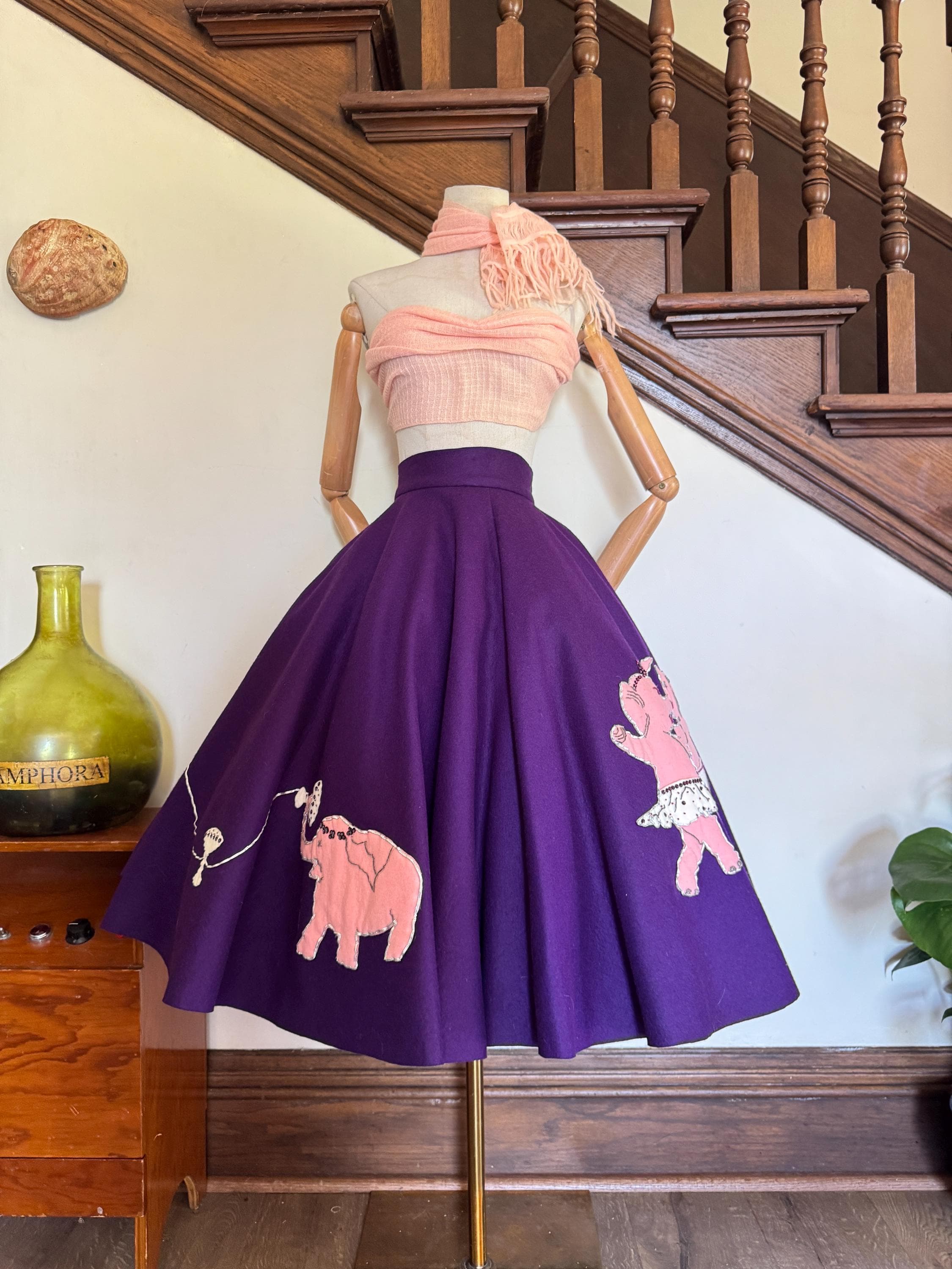 Drunk Martini Elephants Felt Circle Skirt, photo 1