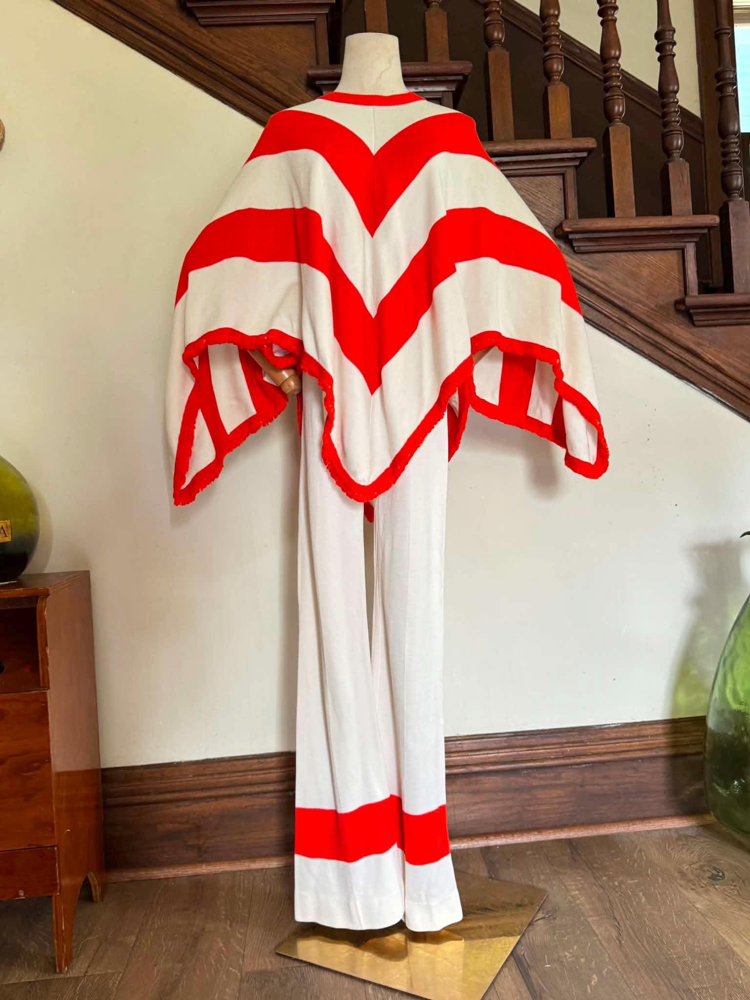 1960s Orange and cream pantsuit