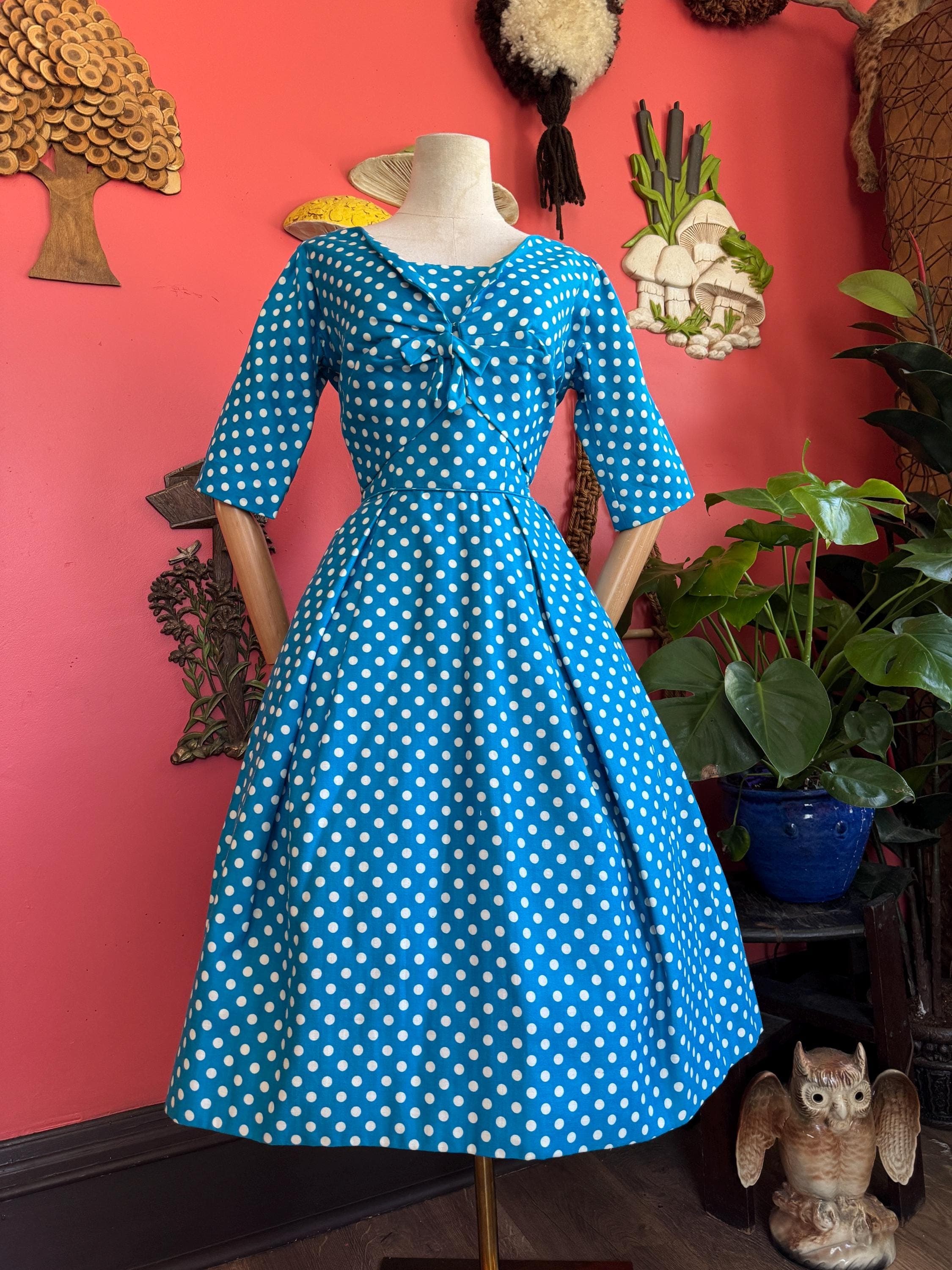1950s blue polkadot sundress with matching bolero, photo 1