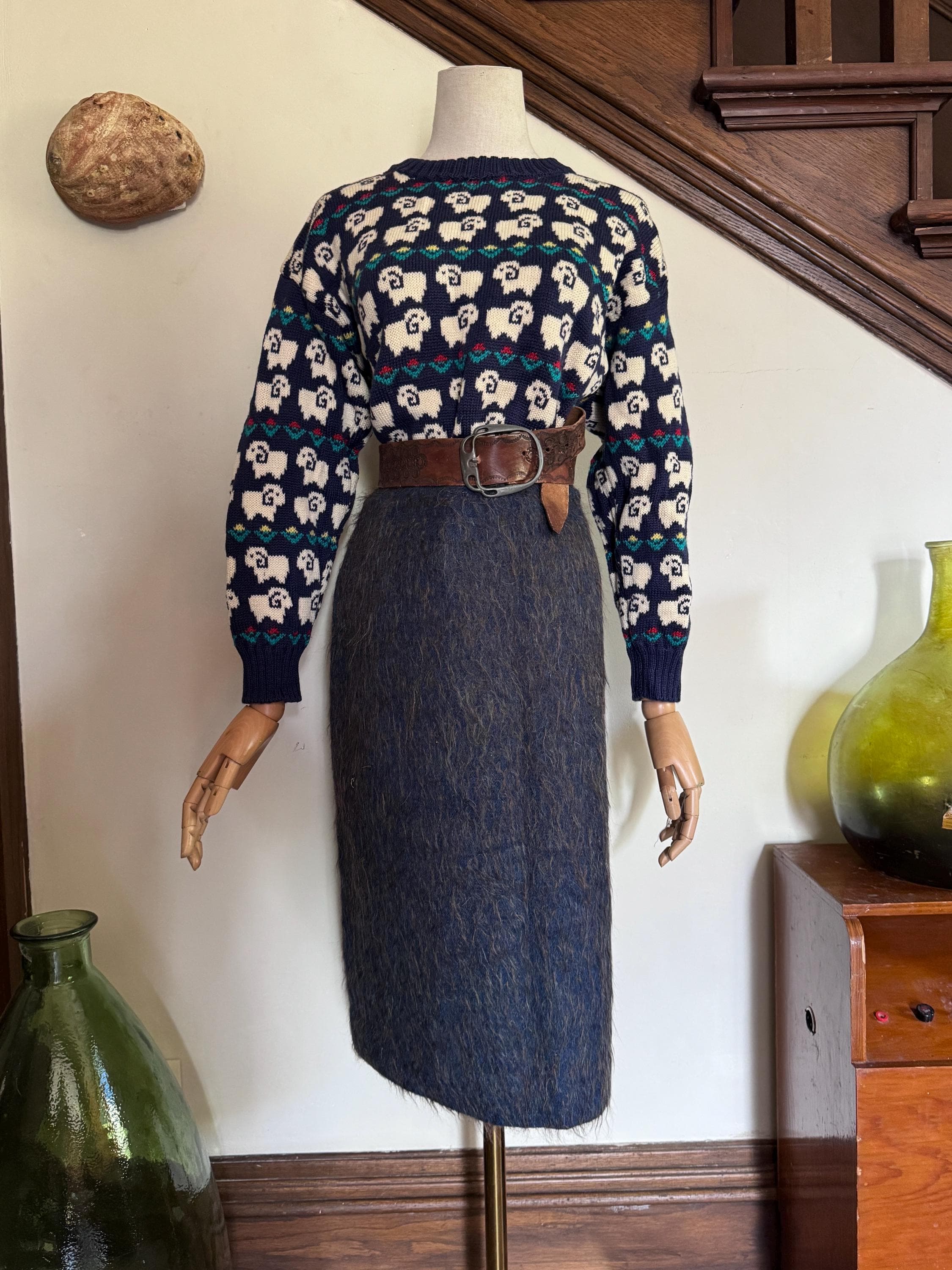 1950s  Early 60s Blue Mohair Skirt, photo 1