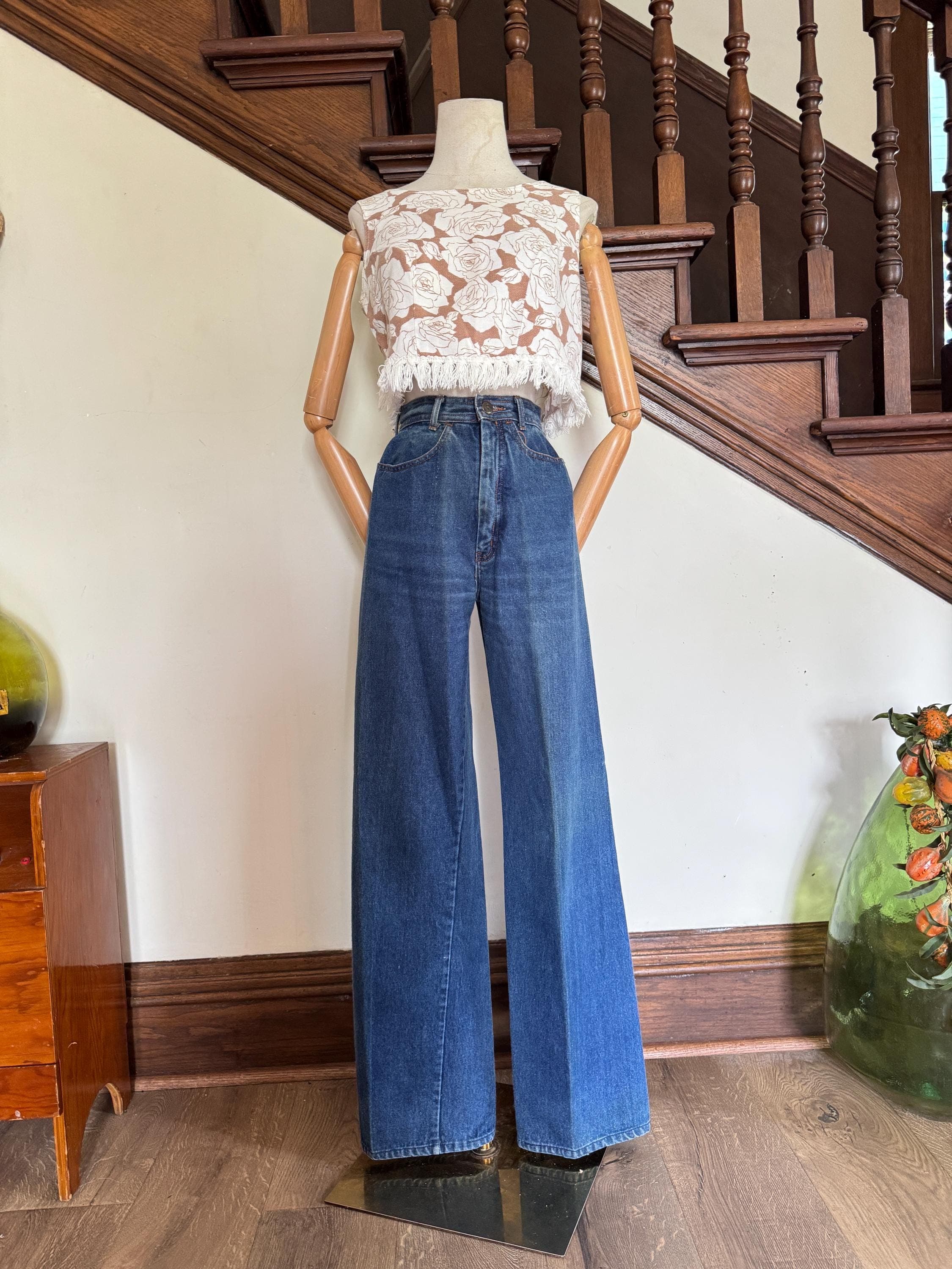 1960s early 1970s moody goose mid wash bootcut jeans, photo 1