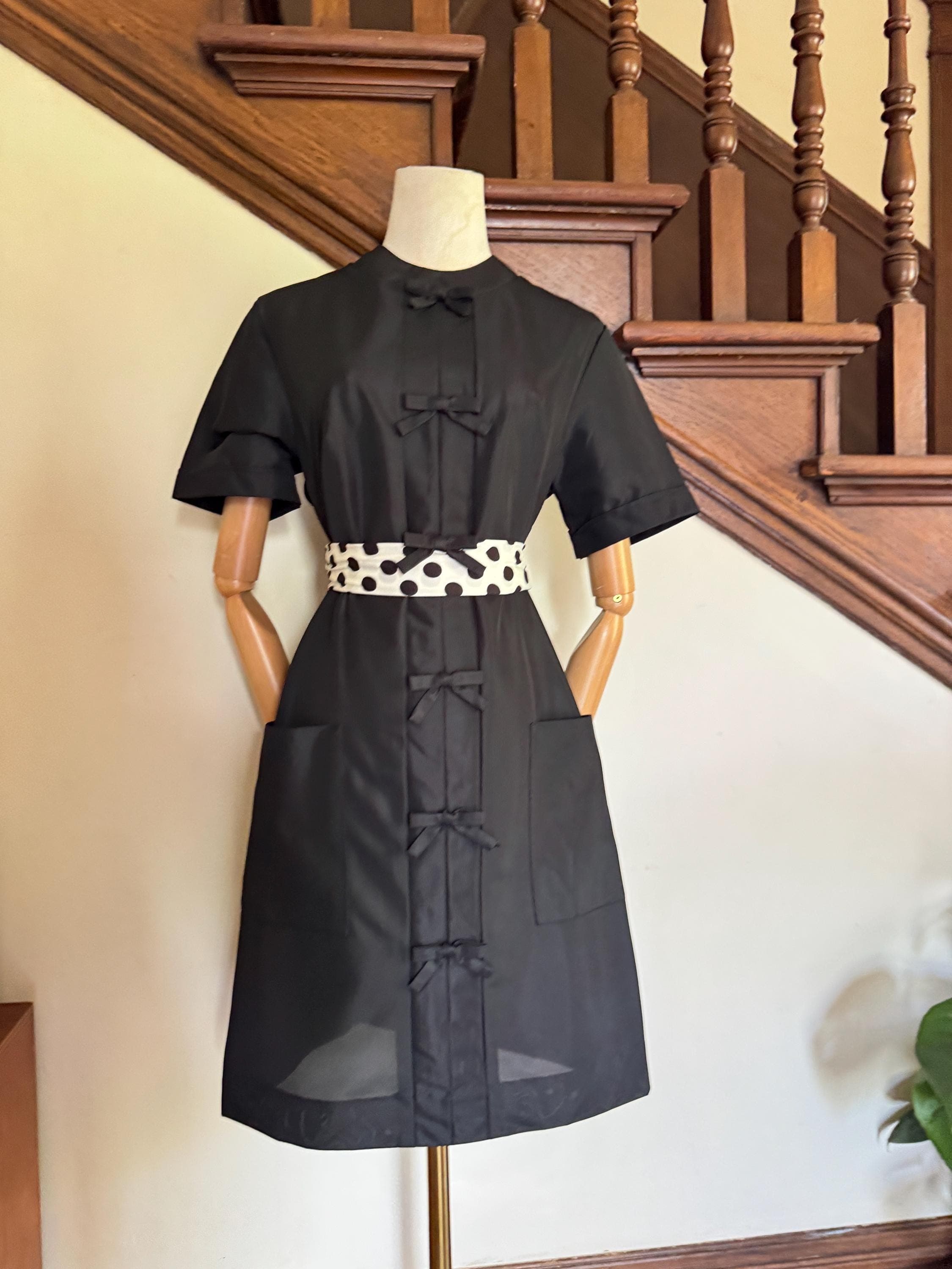1960s Black Deadstock Shift Dress, photo 1